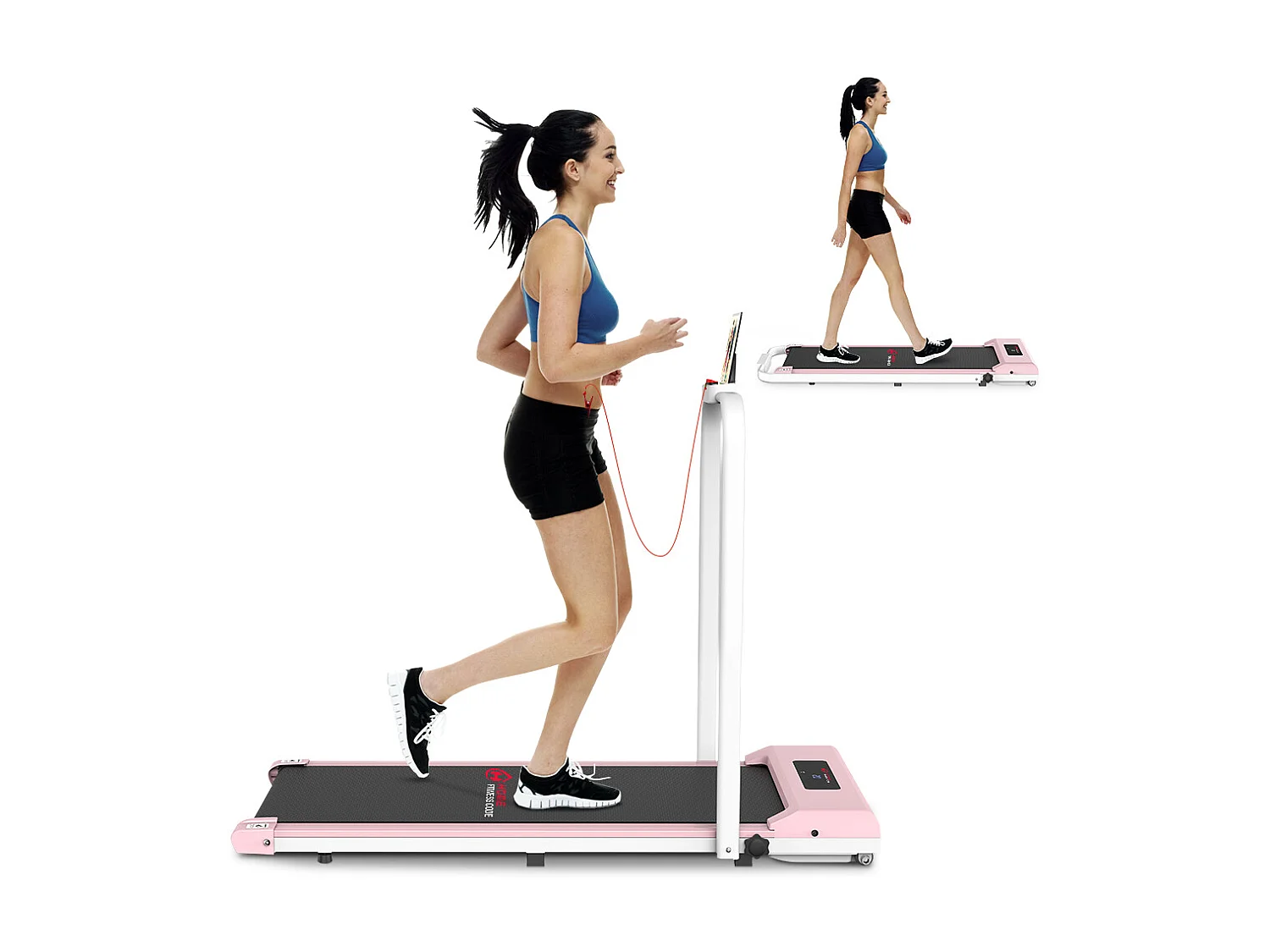 2 em 1 esteira dobrável elétrica com quadro reforçado com tela LCD para o escritório em casa