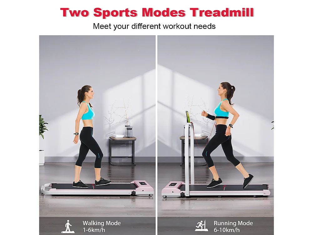 2 em 1 esteira dobrável elétrica com quadro reforçado com tela LCD para o escritório em casa