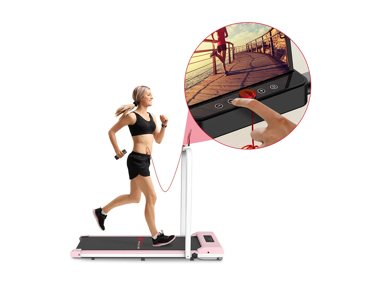 2 em 1 esteira dobrável elétrica com quadro reforçado com tela LCD para o escritório em casa