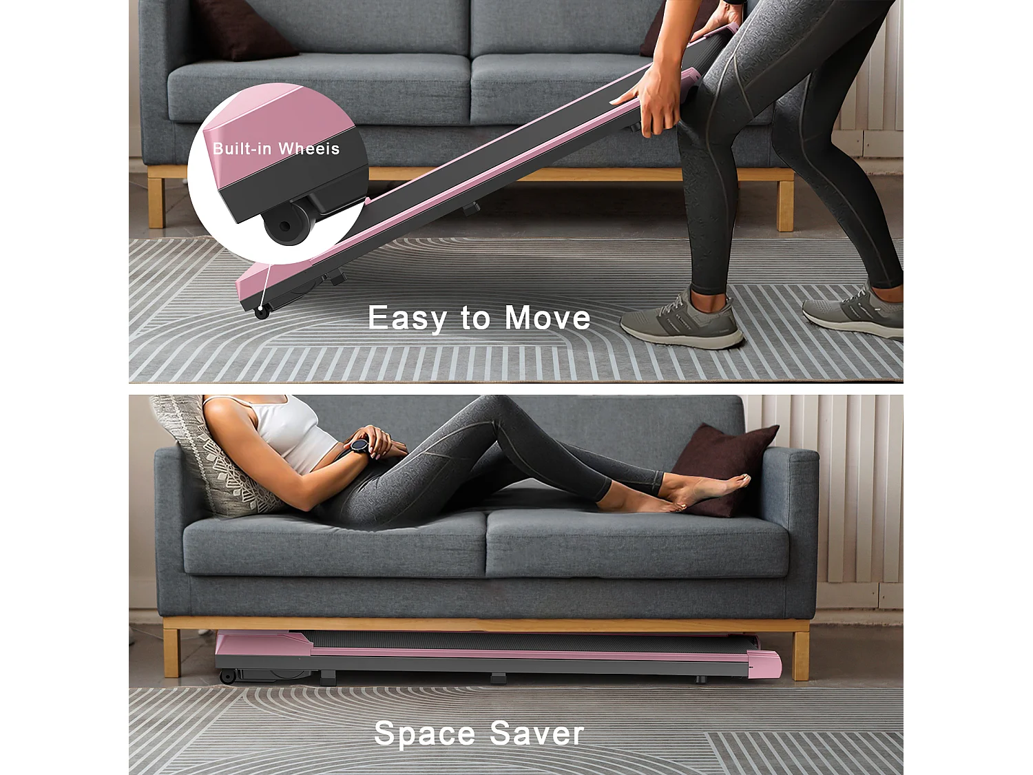 Onder Bureau Loopband 1-6KM/H Wandelen Jogging Machine voor Thuiskantoor met Opvouwmogelijkheid