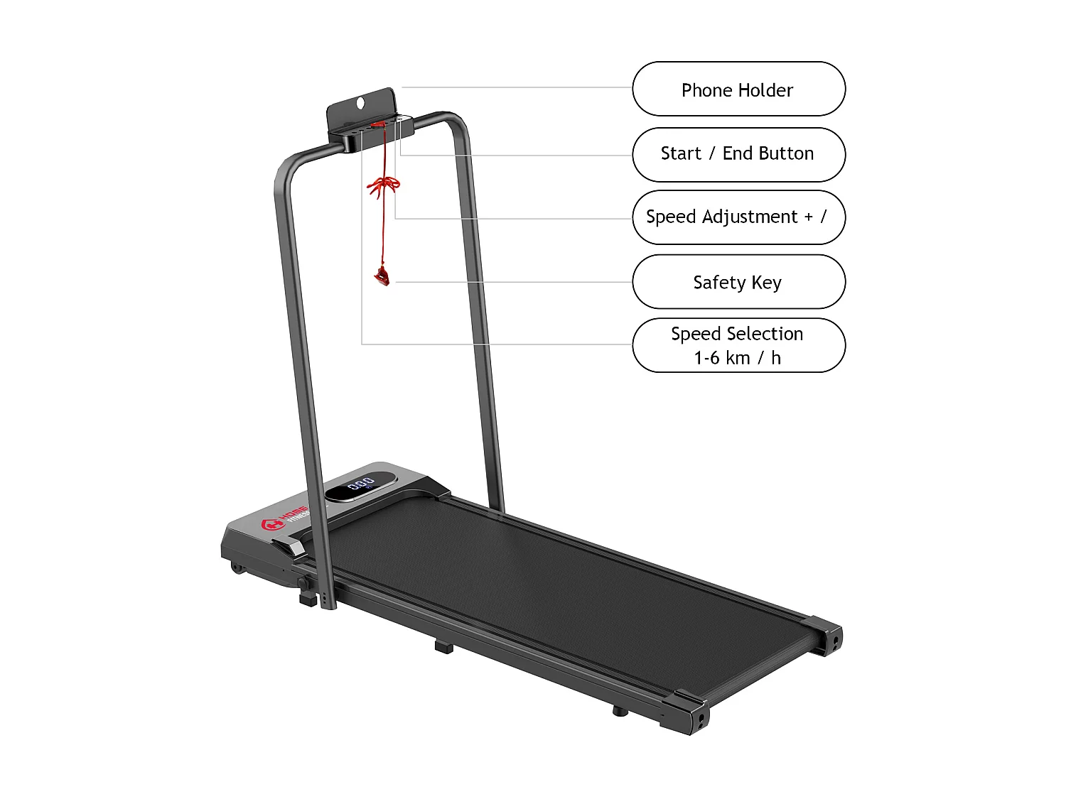 Tapis de course de bureau 1-6KM/H Machine de marche et de jogging pour la maison et le bureau avec option de pliage