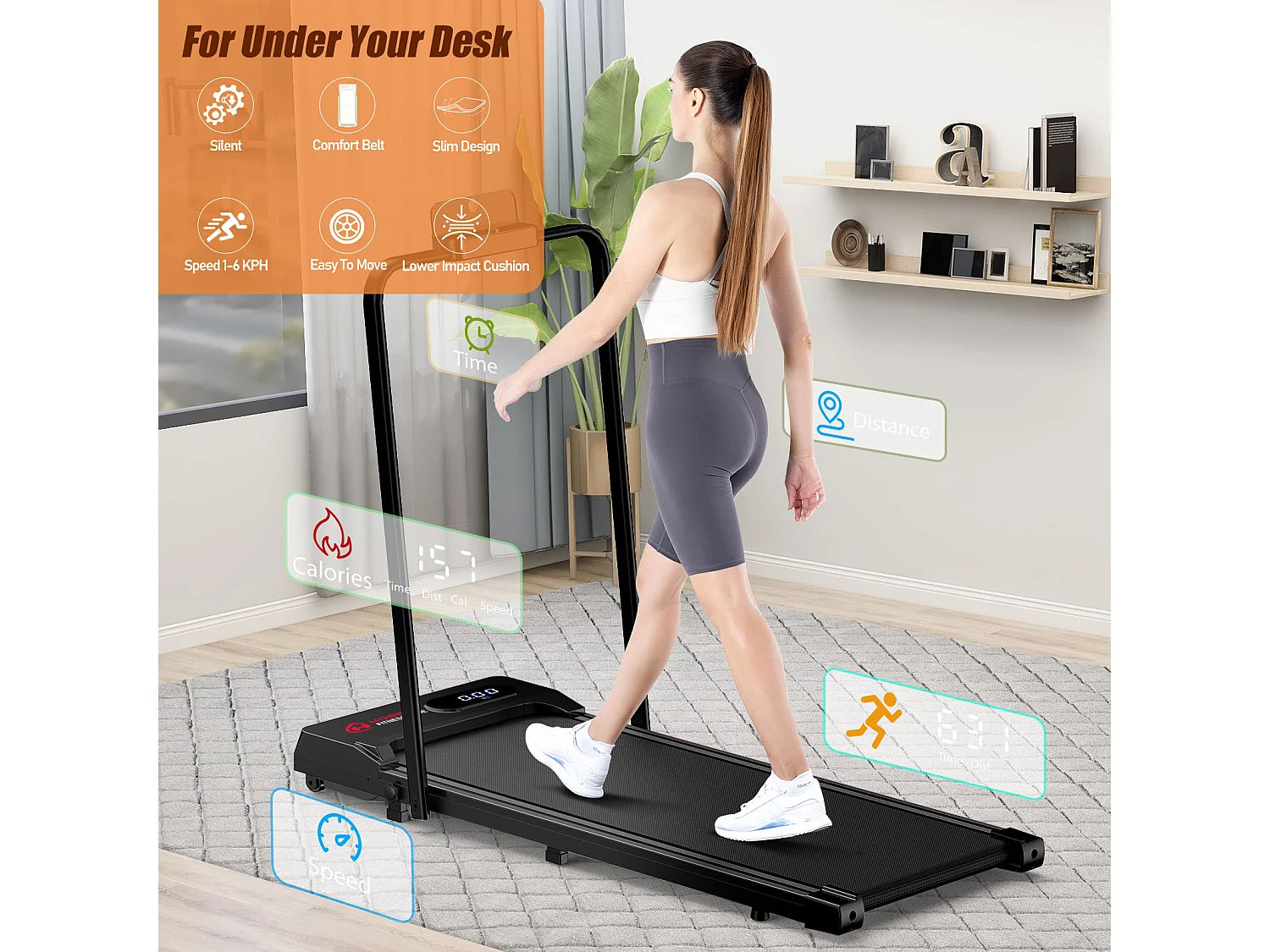 Tapis de course de bureau 1-6KM/H Machine de marche et de jogging pour la maison et le bureau avec option de pliage