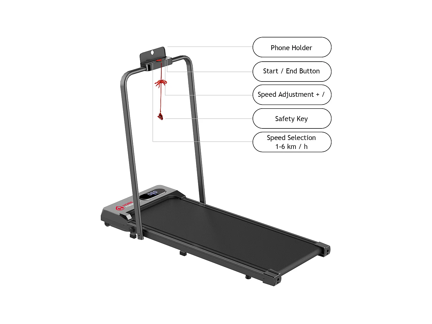 Unter dem Schreibtisch Laufband 1-6KM/H Walking Jogging-Maschine für Home Office mit Folding Option