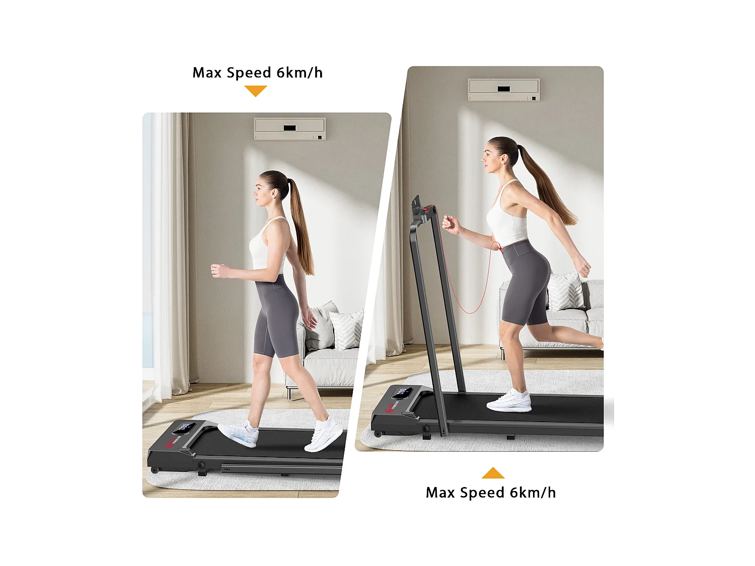 Unter dem Schreibtisch Laufband 1-6KM/H Walking Jogging-Maschine für Home Office mit Folding Option