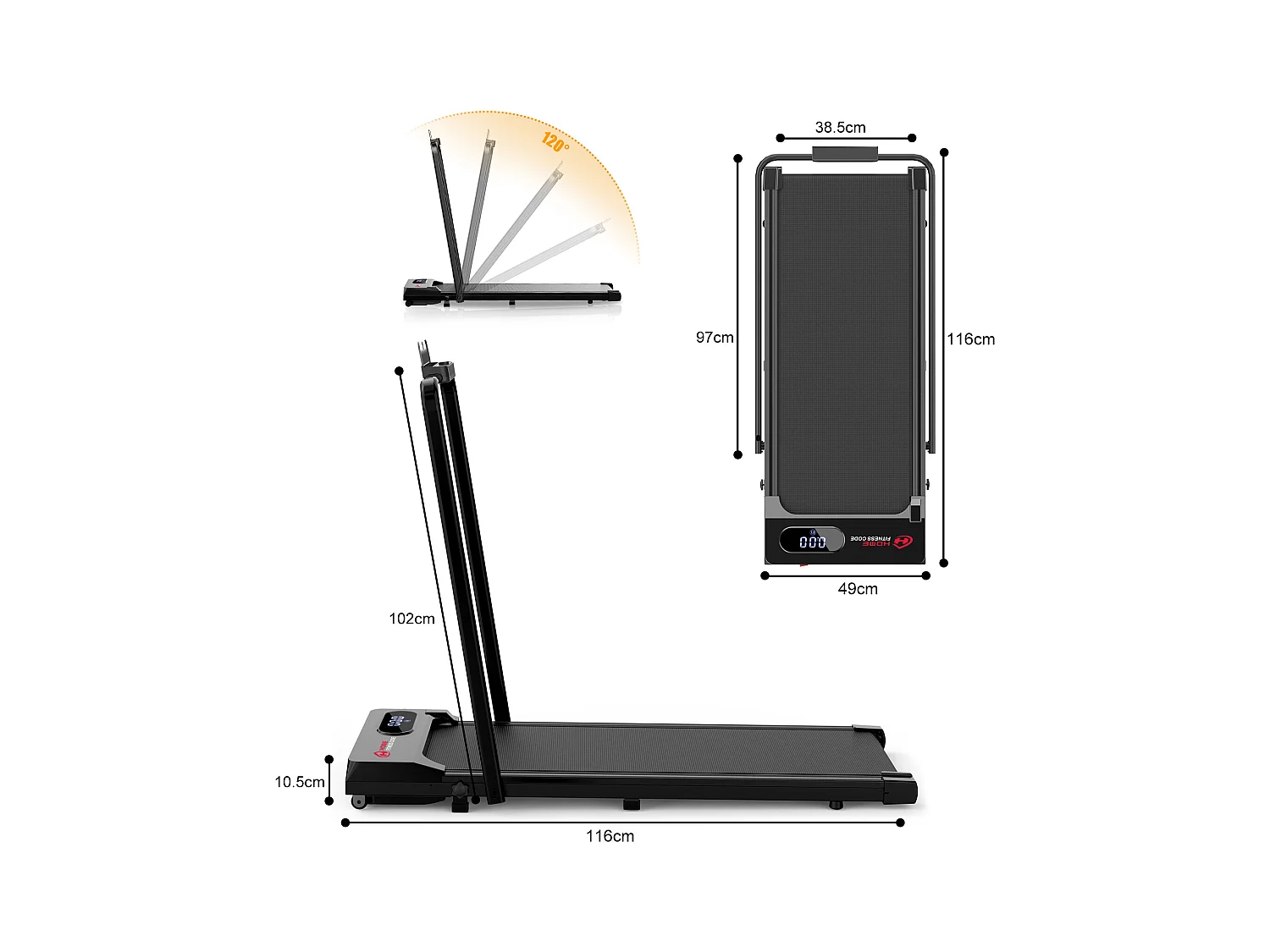 Unter dem Schreibtisch Laufband 1-6KM/H Walking Jogging-Maschine für Home Office mit Folding Option