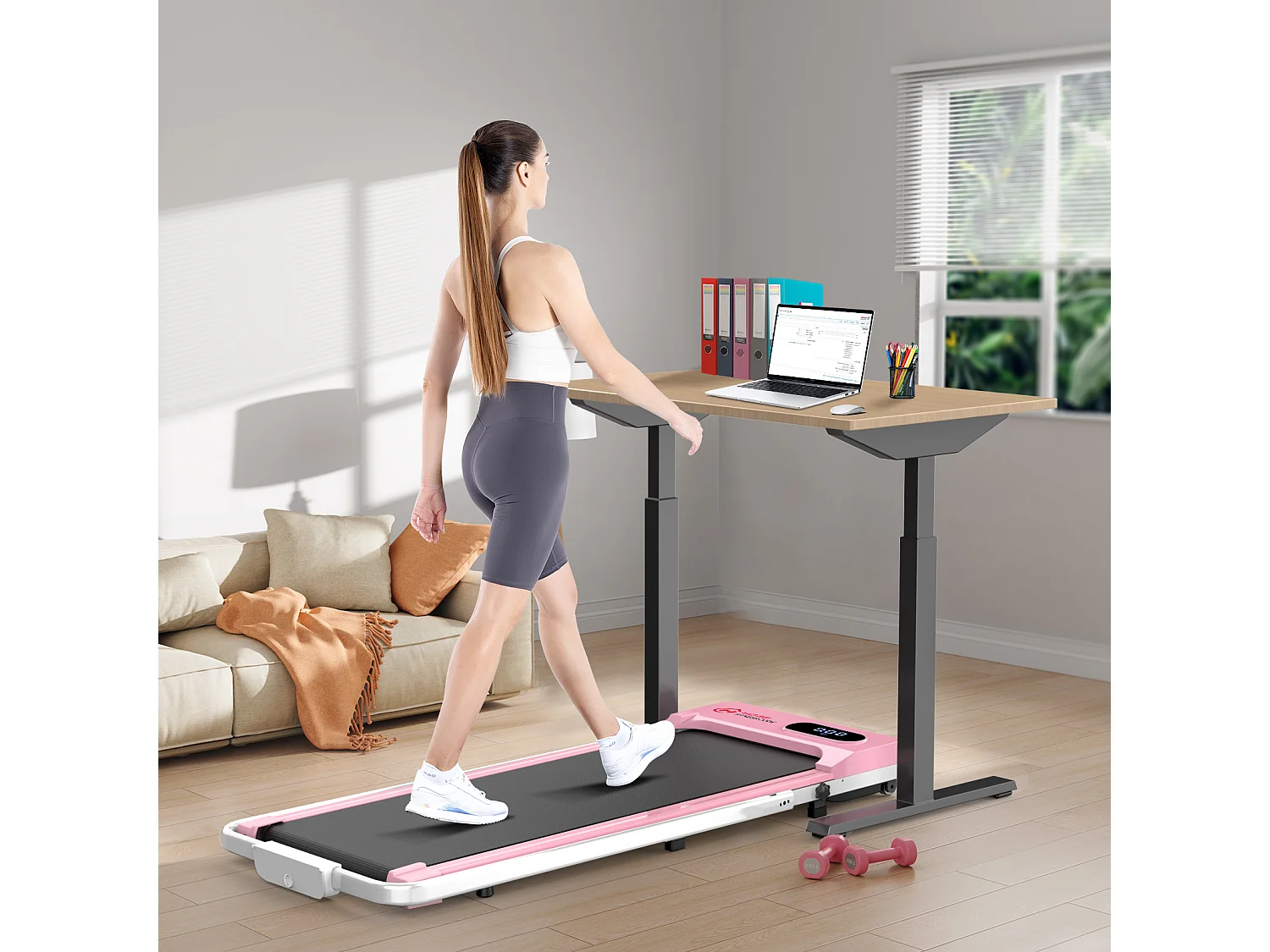 Unter dem Schreibtisch Laufband 1-6KM/H Walking Jogging-Maschine für Home Office mit Folding Option
