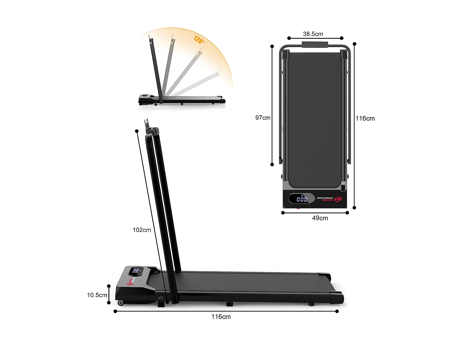 Unter dem Schreibtisch Laufband 1-6KM/H Walking Jogging-Maschine für Home Office mit Folding Option