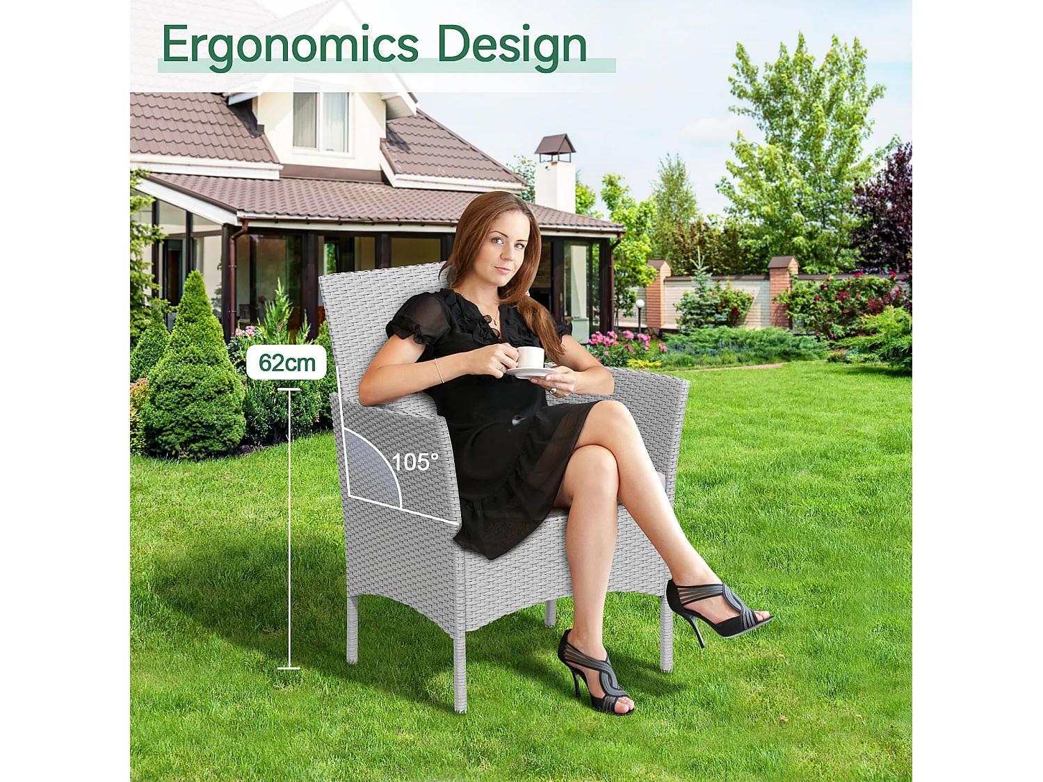 4 -delige rattan tuinmeubelset