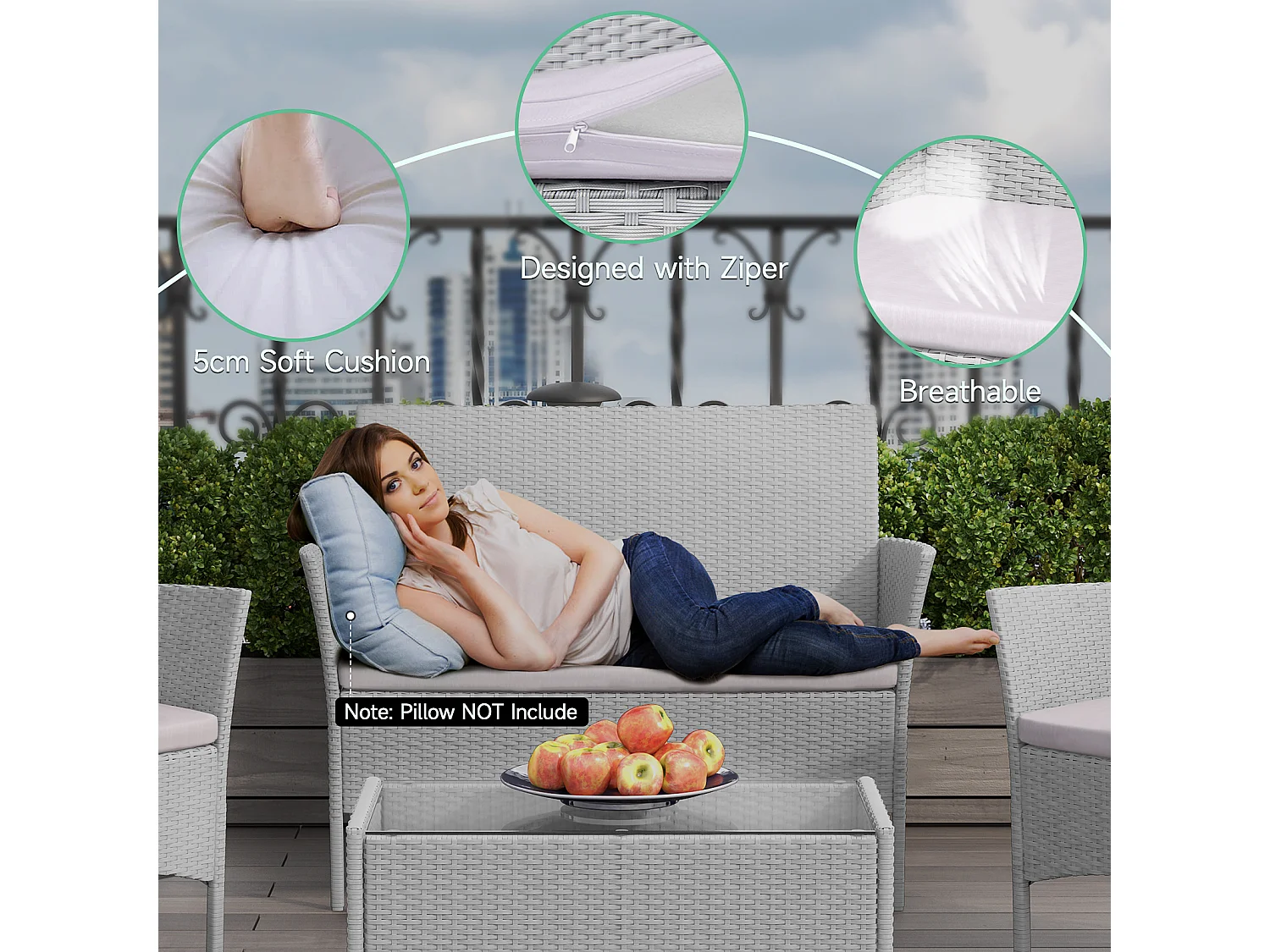 4 -delige rattan tuinmeubelset