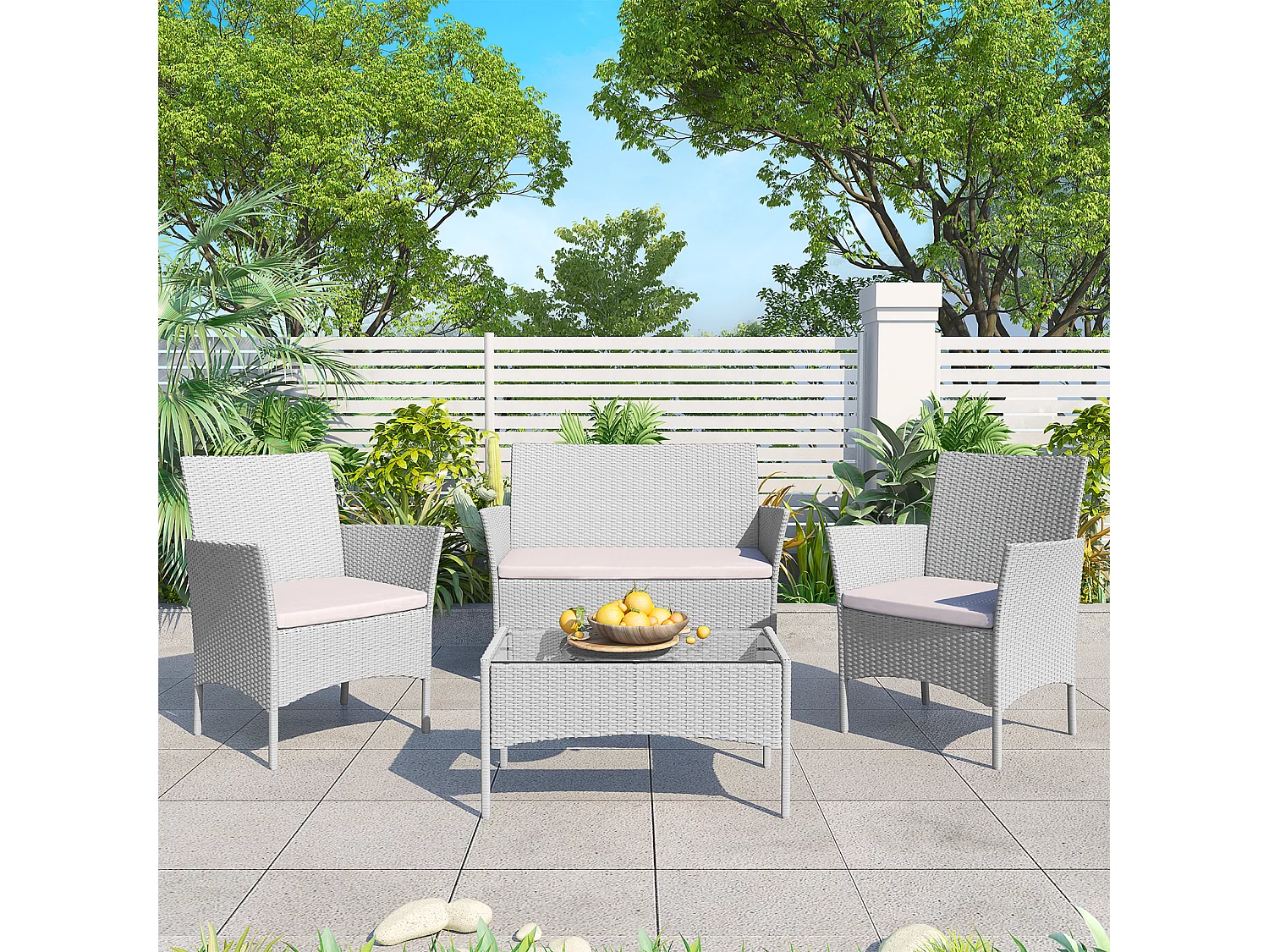 4 -delige rattan tuinmeubelset