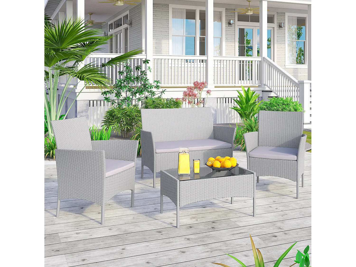 4 -delige rattan tuinmeubelset