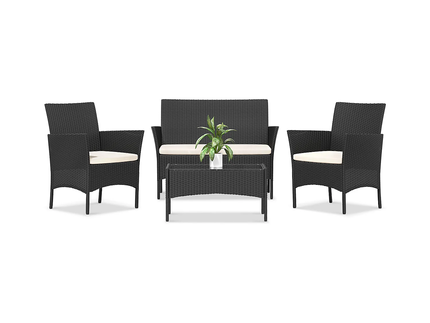 4 -teiliges Rattan -Gartenmöbel Set