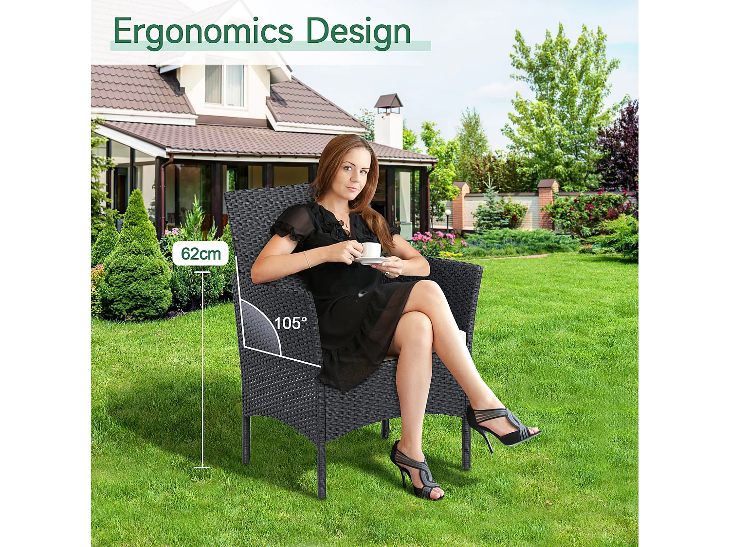 4 -delige rattan tuinmeubelset