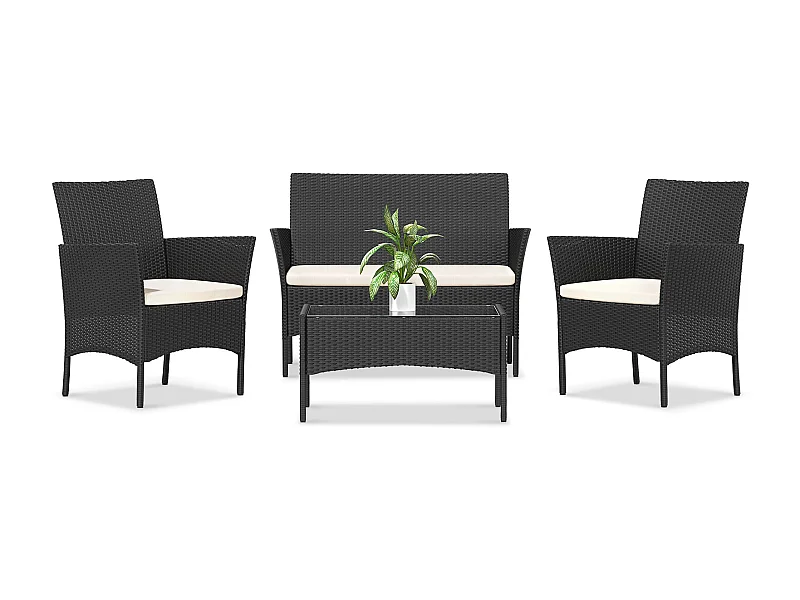 4 -teiliges Rattan -Gartenmöbel Set