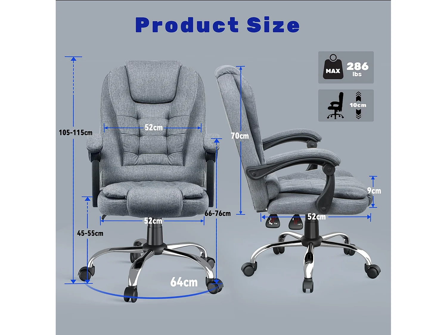 Chaise de bureau de direction avec fonction de basculement robuste pour le travail à domicile