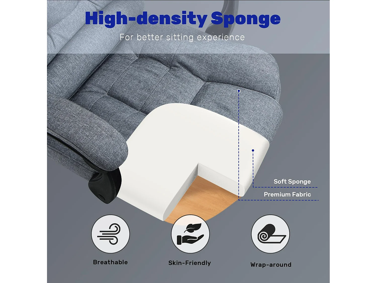 Chaise de bureau de direction avec fonction de basculement robuste pour le travail à domicile