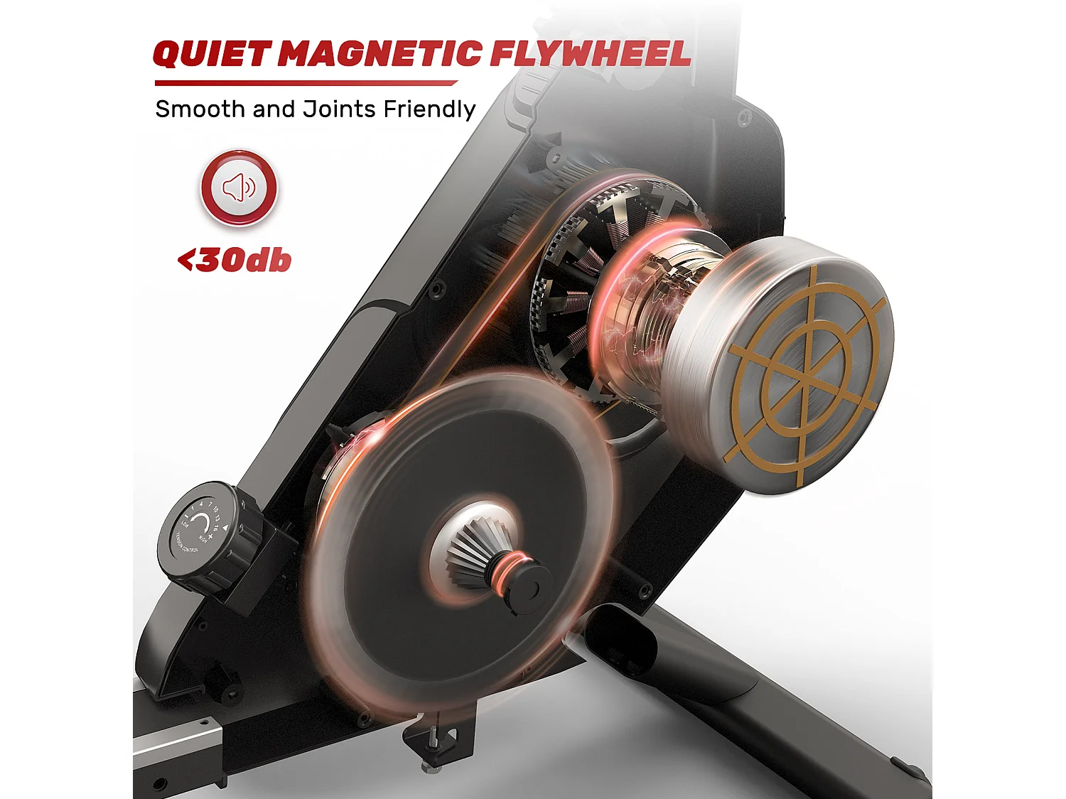 Máquina de remo magnética para casa, ginásio, escritório, treino 16 níveis de resistência ajustável com monitor LCD