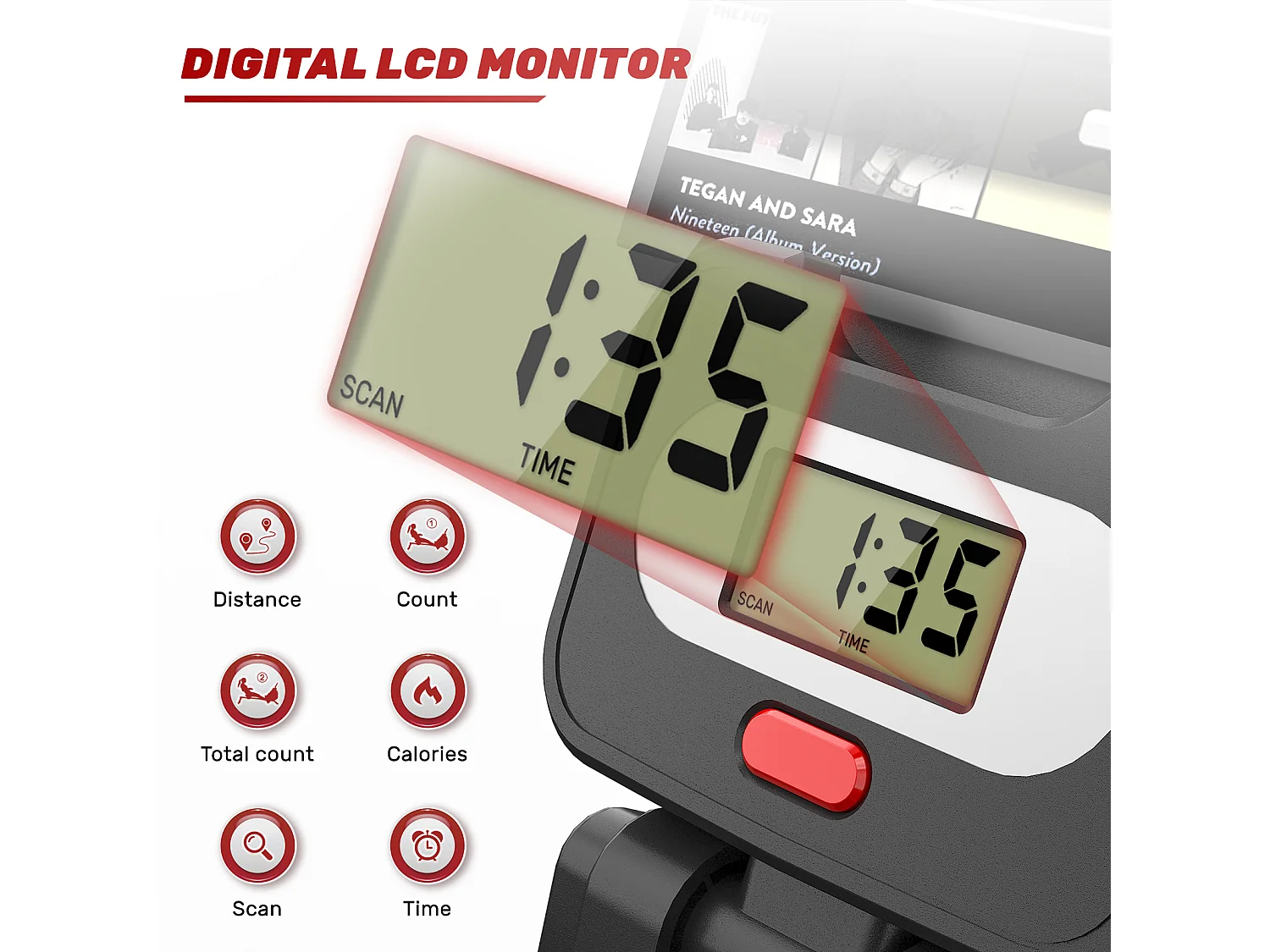 Máquina de remo magnética para casa, ginásio, escritório, treino 16 níveis de resistência ajustável com monitor LCD