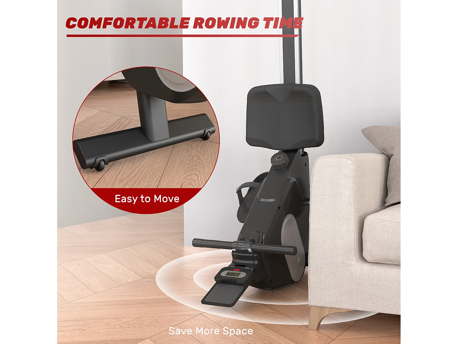 Máquina de remo magnética para casa, ginásio, escritório, treino 16 níveis de resistência ajustável com monitor LCD