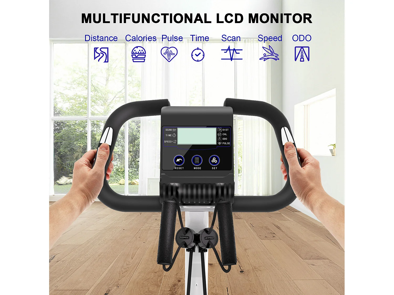 3 in 1 zusammenklappbarer Heimtrainer, Magnetisches X-Bike Liege-Fitnessrad mit 8-stufig einstellbarem Widerstand für das Training im Fitnessstudio