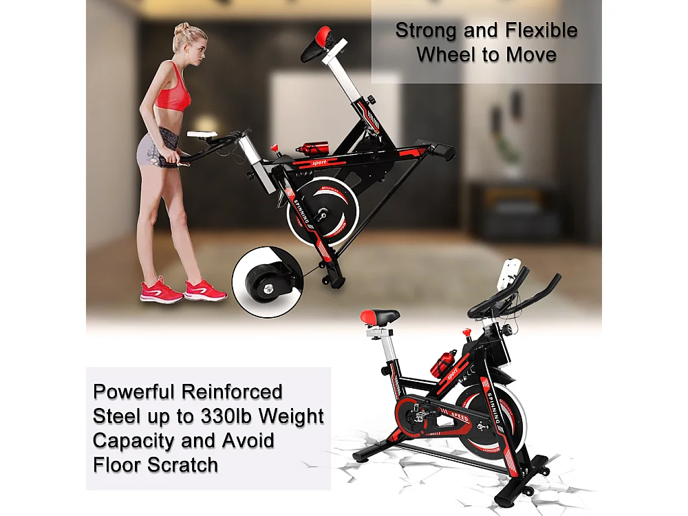 Spin Bike Vélo d'intérieur stationnaire avec entraînement par courroie Roue d'inertie 8KG