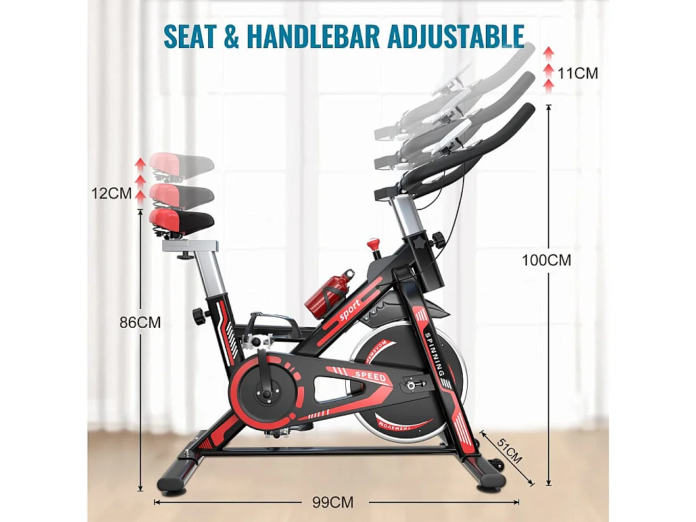 Spin Bike Stationaire Indoor Cycling Bike met riemaandrijving 10KG vliegwiel