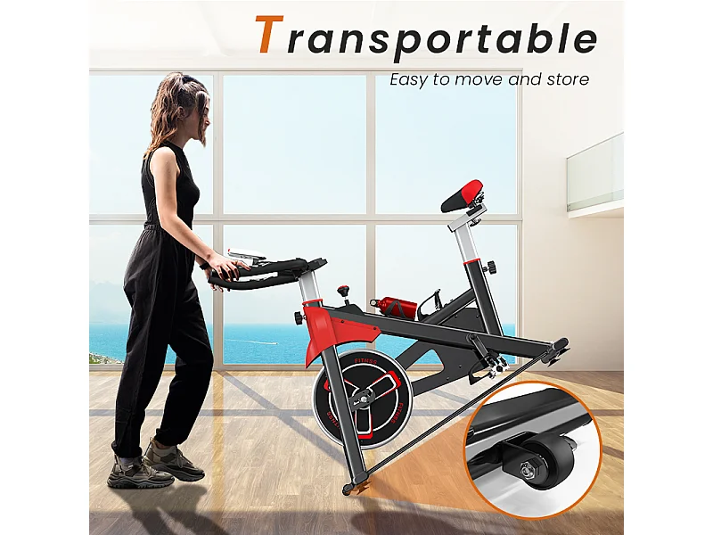 Bicicleta de spinning com assento e guiador ajustáveis, bicicleta de exercício com resistência ajustável e ecrã LCD