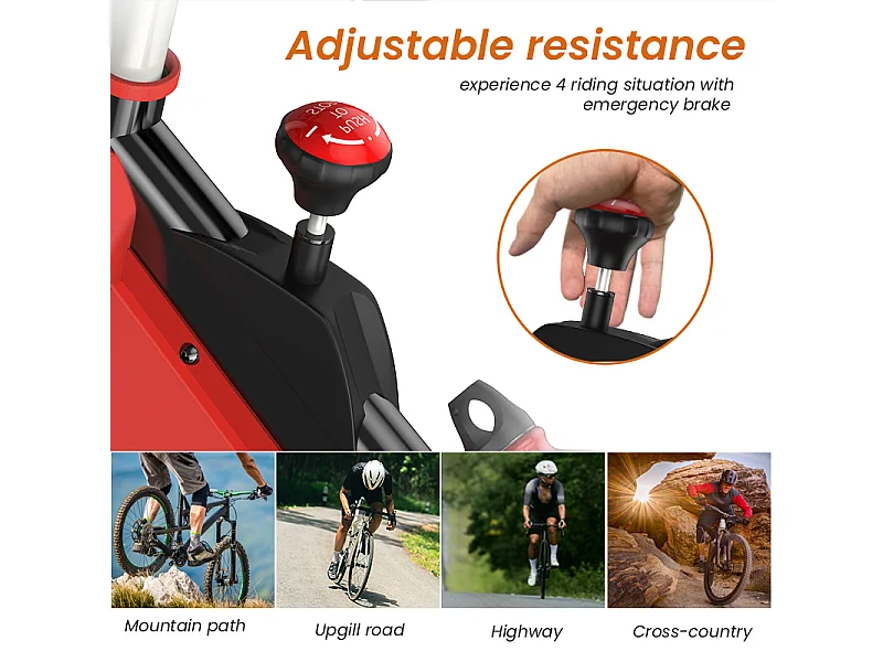 Bicicleta de spinning com assento e guiador ajustáveis, bicicleta de exercício com resistência ajustável e ecrã LCD