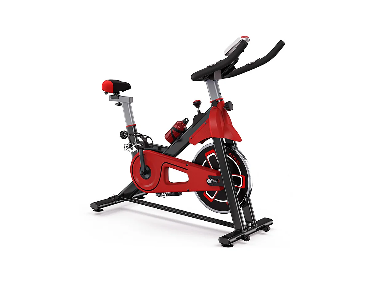Spin Bike met Verstelbare Zitting en Stuur, Hometrainer met Verstelbare Weerstand en LCD Display