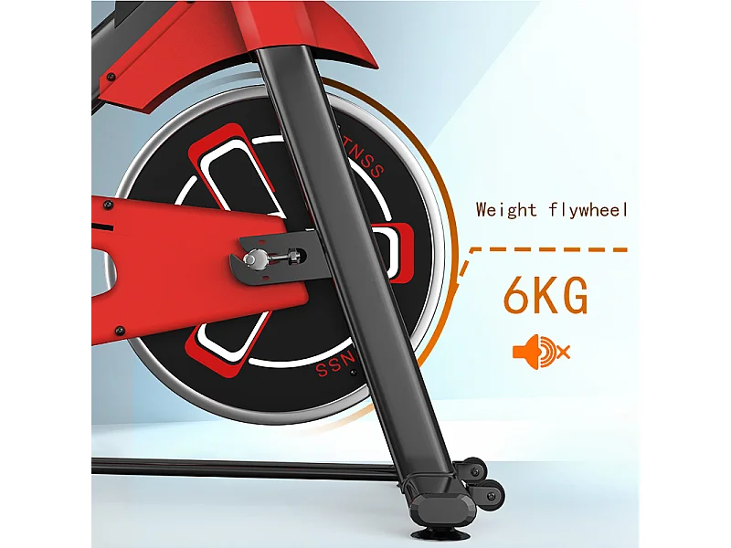 Spin Bike met Verstelbare Zitting en Stuur, Hometrainer met Verstelbare Weerstand en LCD Display