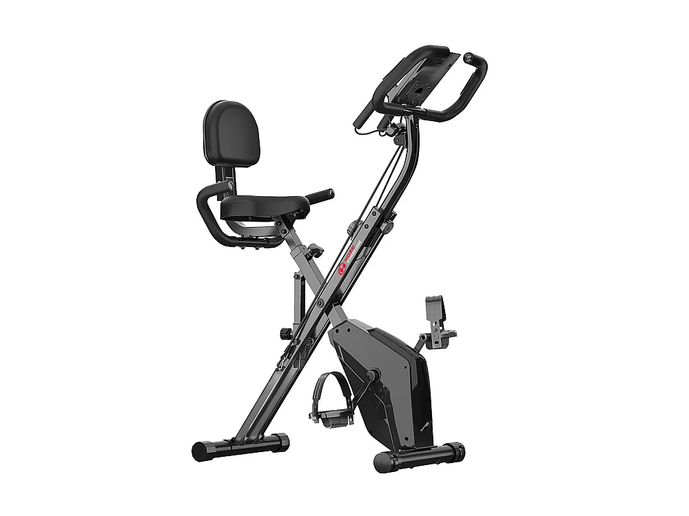 3 In 1 Opvouwbare Hometrainer, Magnetische X-Bike Ligfiets Fitness Bike met 8-Level Verstelbare Weerstand voor Home Gym Workout