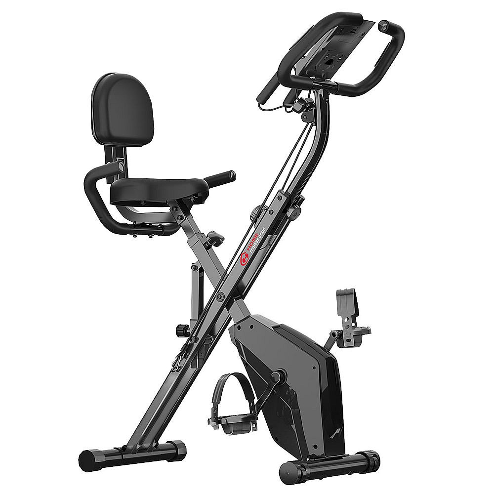Vélo D'appartement Pliable Magnétique - 10 Niveaux De Résistance - Siège Réglable - Pliable Avec Roulettes