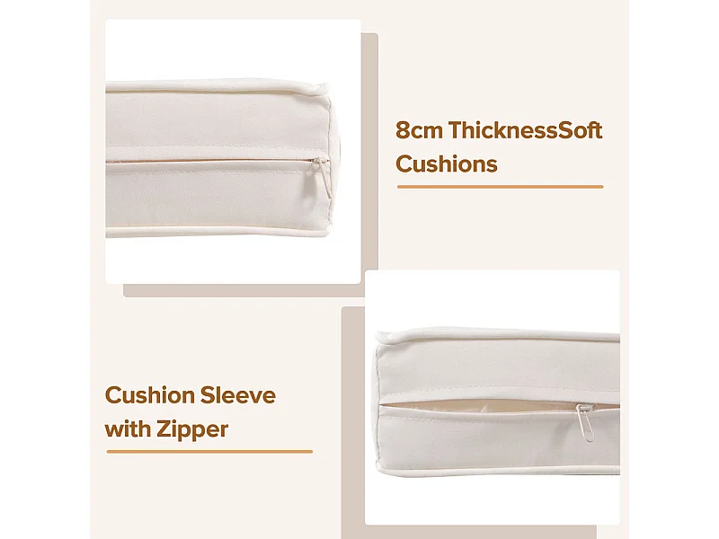 Muebles de jardín Iron and Rope - 2 sofás, 2 sillones y 2 mesas de centro extraíbles - con todos los cojines - Beige