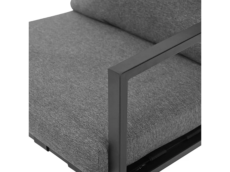 4-zits tuinmeubelen - bank, 2 fauteuils en 1 salontafel met plank - gegalvaniseerde stalen buis en PVC banden - afneembare en wasbare kussens - Zwart