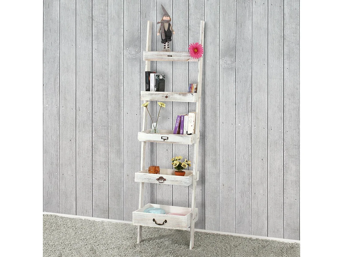 Echelle étagère plante jardinière blanche 43 x 32 x 169 cm ETA04011