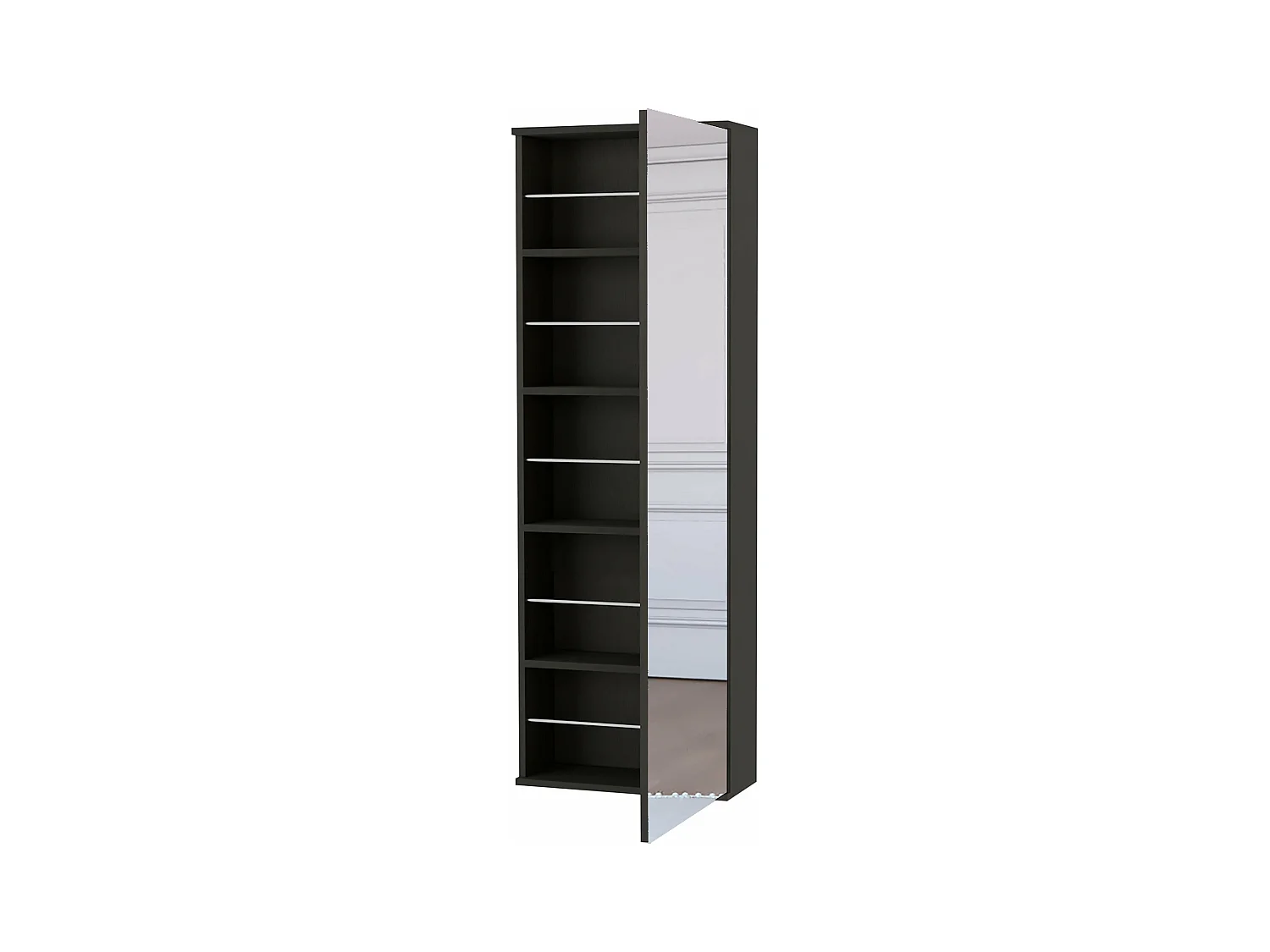 Scarpiera a muro Leto con specchio, stile moderno e spazioso, 137.92 cm X 46.99 cm X 20.57 cm , Nero