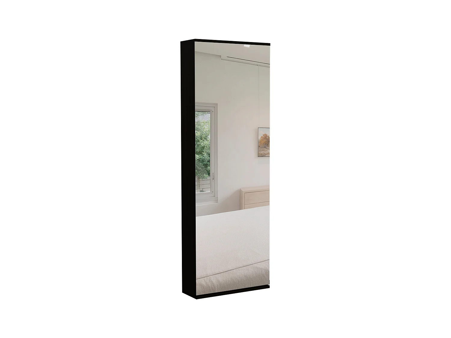 Leto Support mural pour chaussures avec miroir, style moderne et espace, 137.92 cm X 46.99 cm X 20.57 cm , Noir