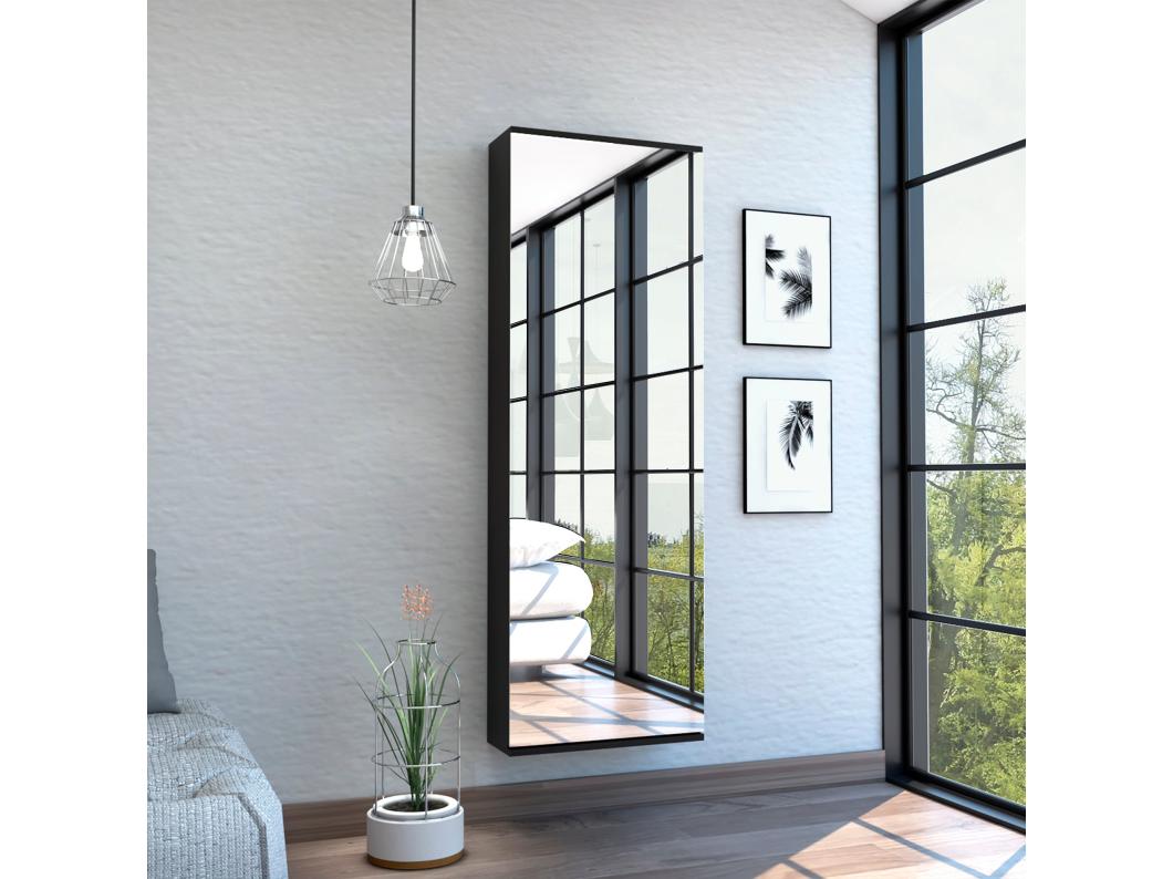 Zapatero Leto Montable en Pared con Espejo, Estilo Moderno y con Espacio , 137.92 cm  X 46.99 cm  X 20.57 cm  , Negro