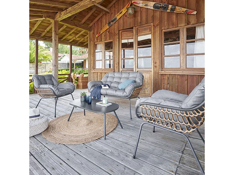 Salon de jardin 4 places Paopao graphite Hespéride