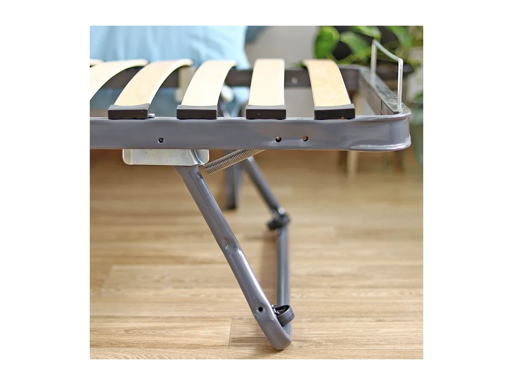 Sommier gigogne + matelas Melior - 90x190 - Mousse - 20 lattes bois - Gain de place