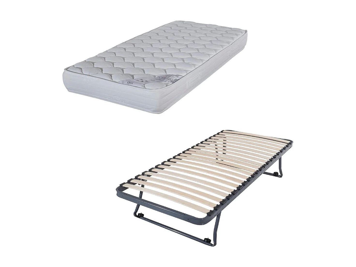 Sommier gigogne + matelas Montana - 90x190 - Mousse - 20 lattes bois - Gain de place
