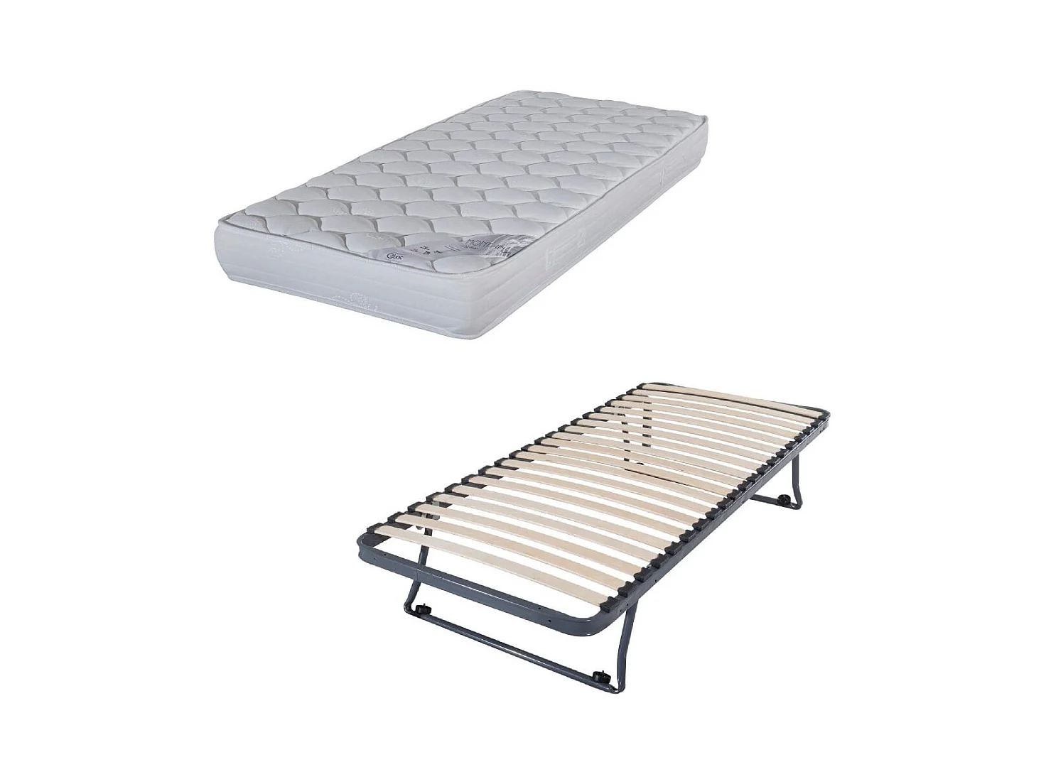 Sommier gigogne + matelas Montana - 90x190 - Mousse - 20 lattes bois - Gain de place