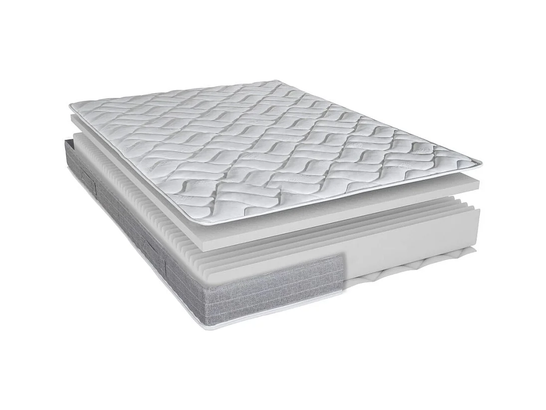 Lit métal + matelas Maryland - 90x190 - Mousse - 20 lattes bois - Gain de place