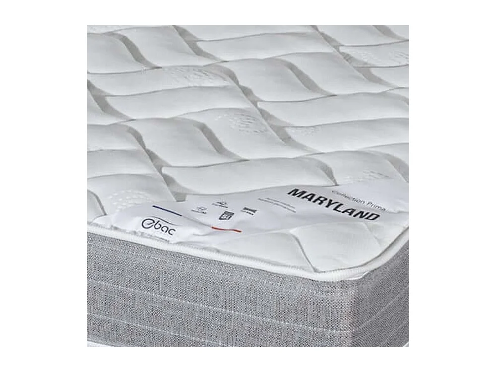 Lit métal + matelas Maryland - 90x190 - Mousse - 20 lattes bois - Gain de place