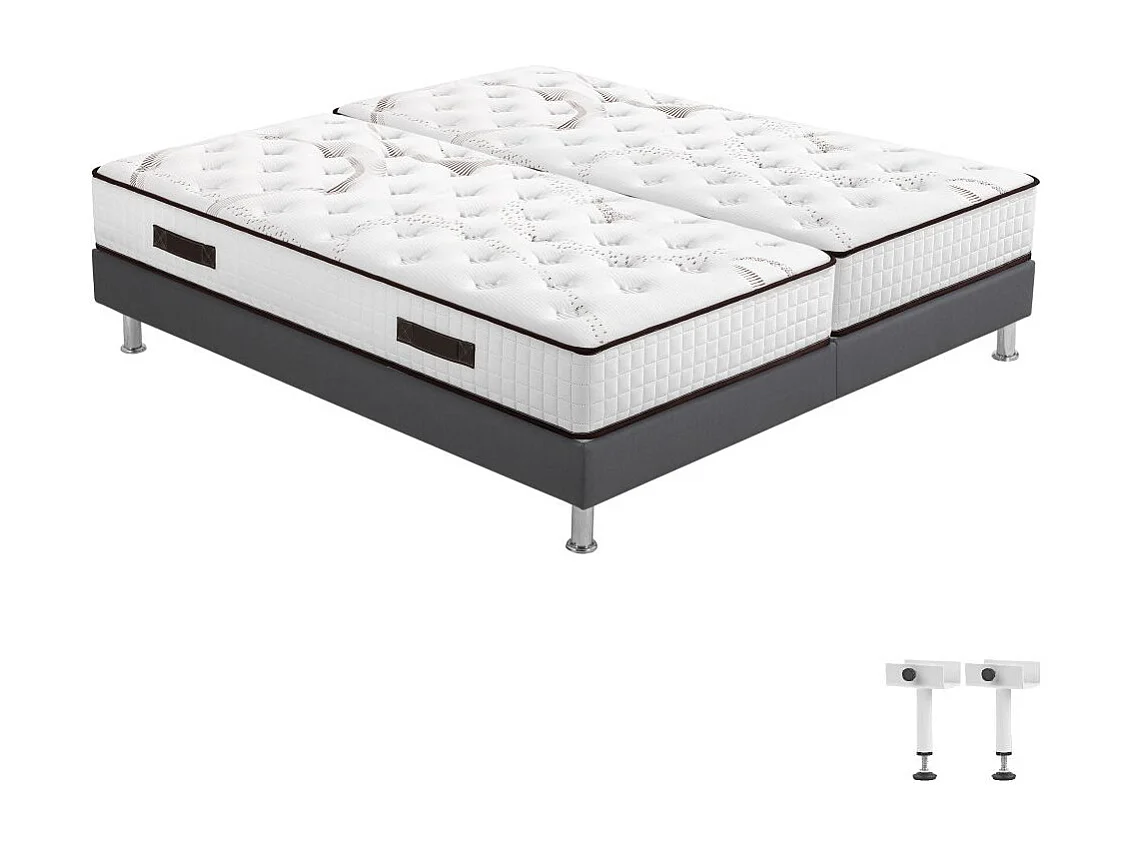 Matelas mousse + Sommier SR15 Volcan 2x90x200 Myriade - H. 21 cm - Soutien équilibré