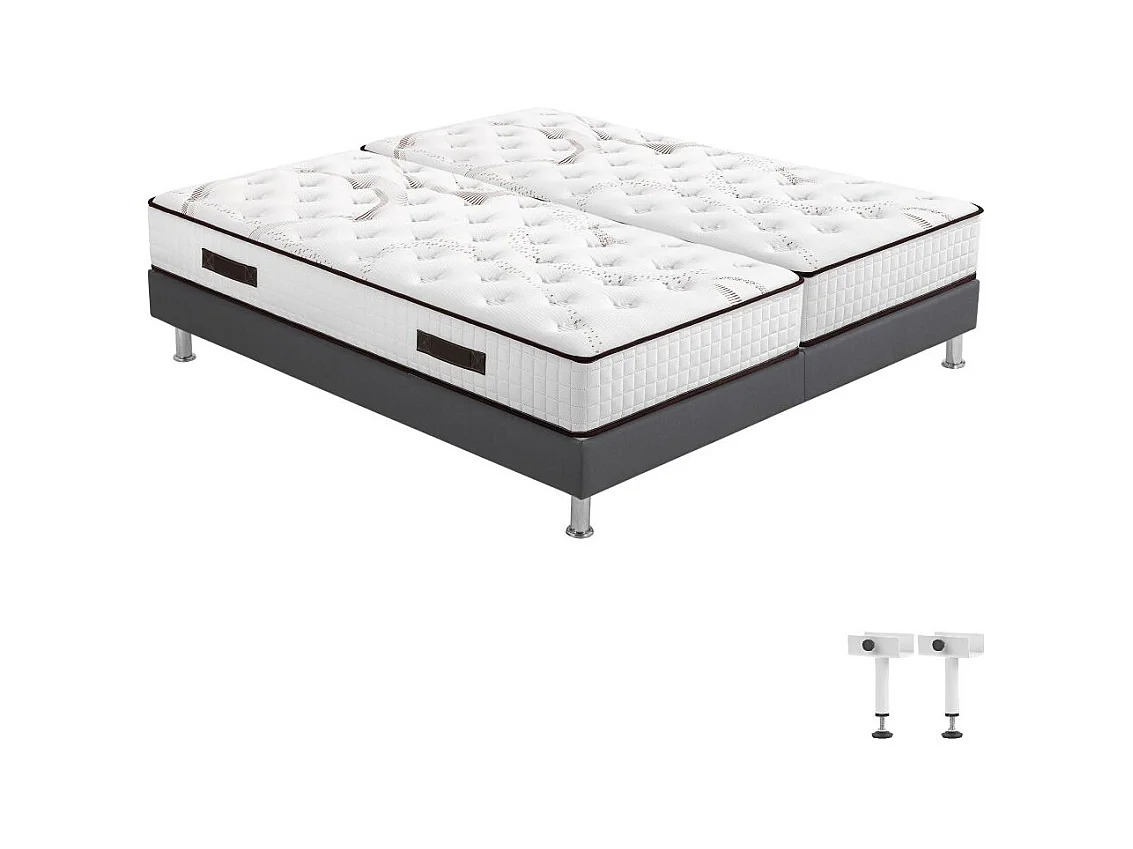 Matelas mousse + Sommier SR15 Volcan 2x90x200 Myriade - H. 21 cm - Soutien équilibré