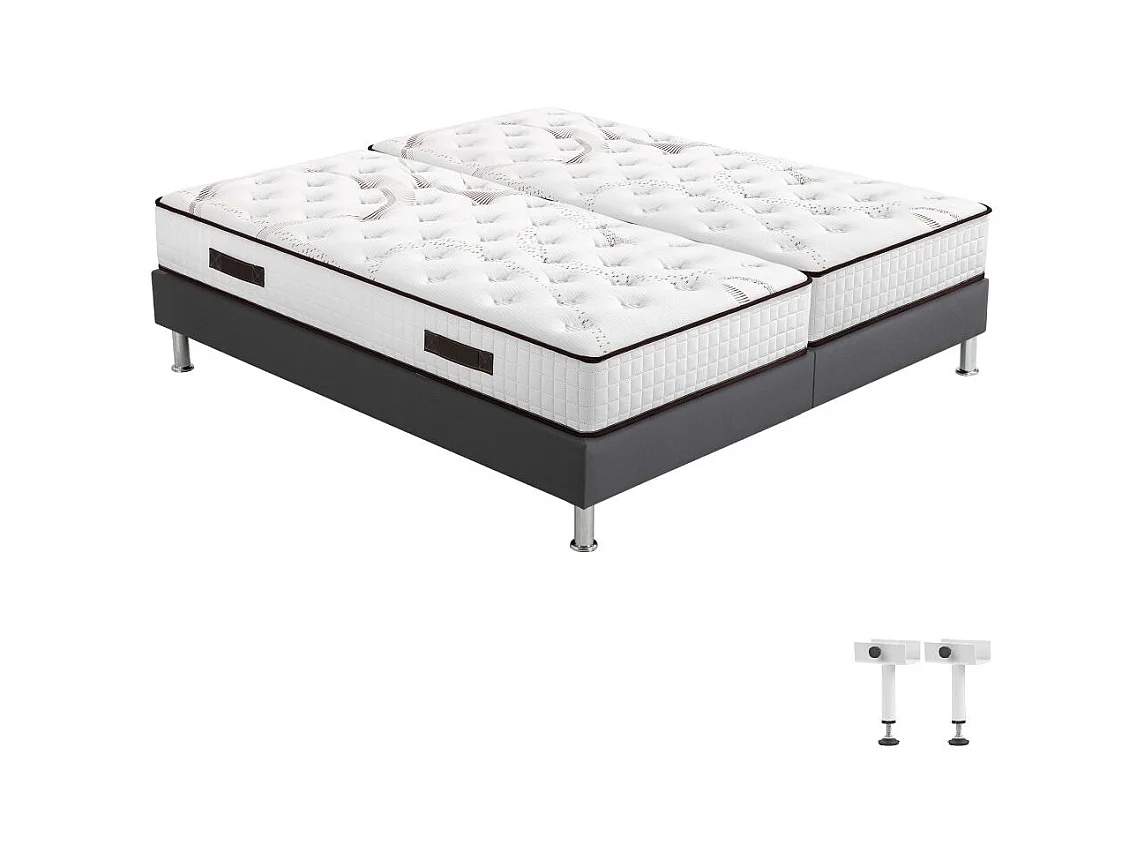 Matelas mousse + Sommier SP18 Volcan 2x90x200 Myriade - H. 21 cm - Soutien équilibré