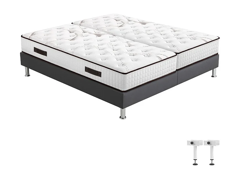Matelas mousse + Sommier SP18 Volcan 2x90x200 Myriade - H. 21 cm - Soutien équilibré