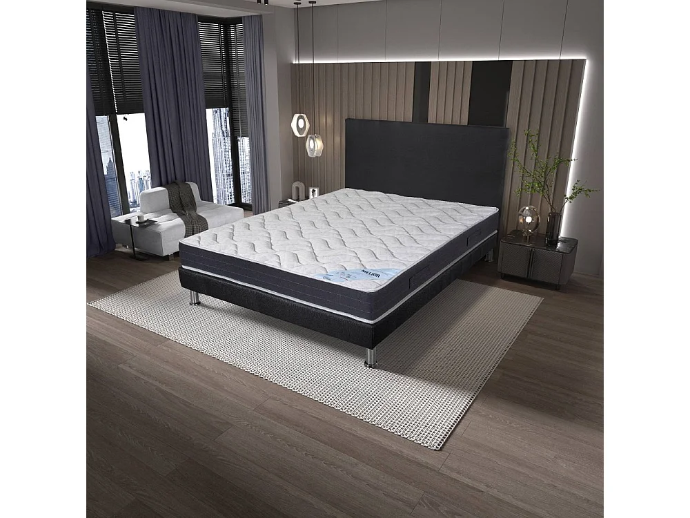 Matelas + Sommier + Tete SR9 Deco 160x200 Melior - H. 20 cm - Soutien ferme
