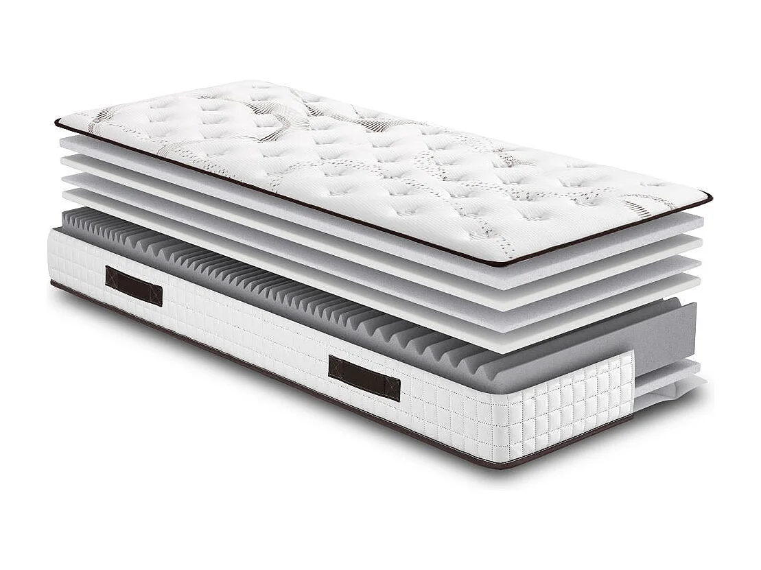 Matelas + Sommier Omega Volcan 2x90x190 Myriade - H. 21 cm - Soutien équilibré